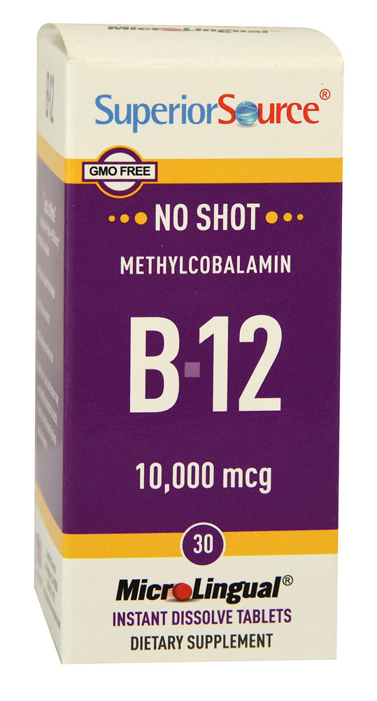 No Shot Methylcobalamin B-12 -- 10000 mcg - 30 MicroLingual Tablets (Таблетки) Superior Source