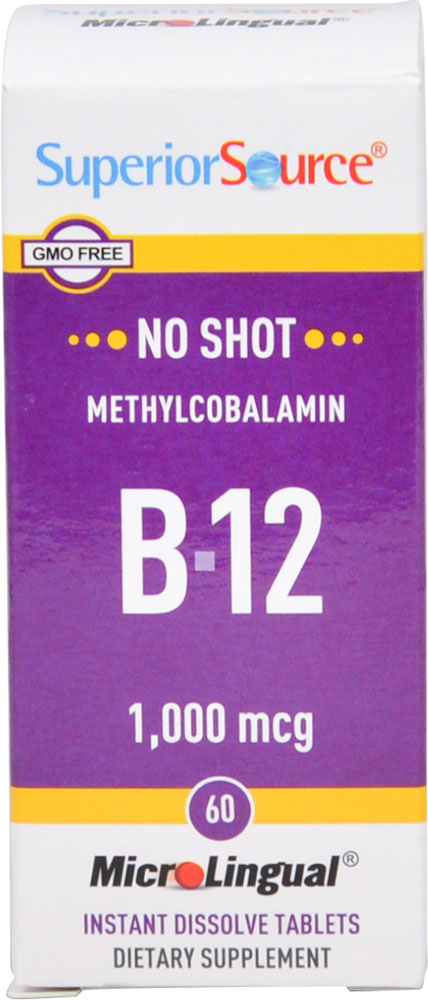 No Shot Methylcobalamin B-12 -- 1000 mcg - 60 Tablets (Таблетки) Superior Source