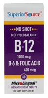 No Shot® Methylcobalamin B12 B6 & Folic -- 60 Tablets (Таблетки) Superior Source