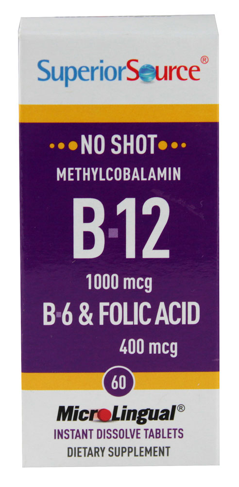 No Shot® Methylcobalamin B12 B6 & Folic -- 60 Tablets (Таблетки) Superior Source