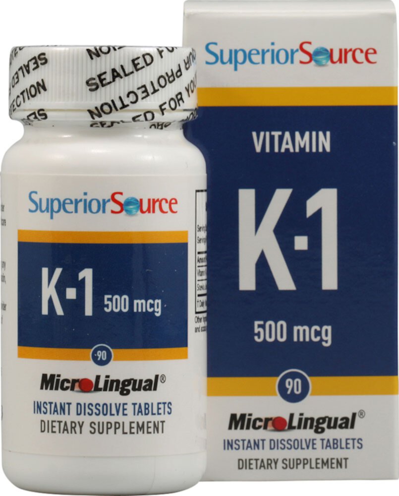 Vitamin K1 -- 500 mcg - 90 Instant Dissolve Tablets (Таблетки) Superior Source