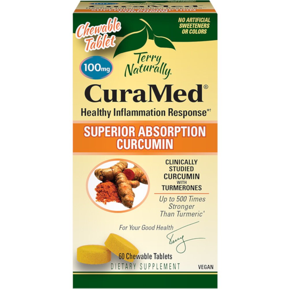 CuraMed Chewable -- 100 mg - 60 Chewable Tablets (Жевательные таблетки) Terry Naturally