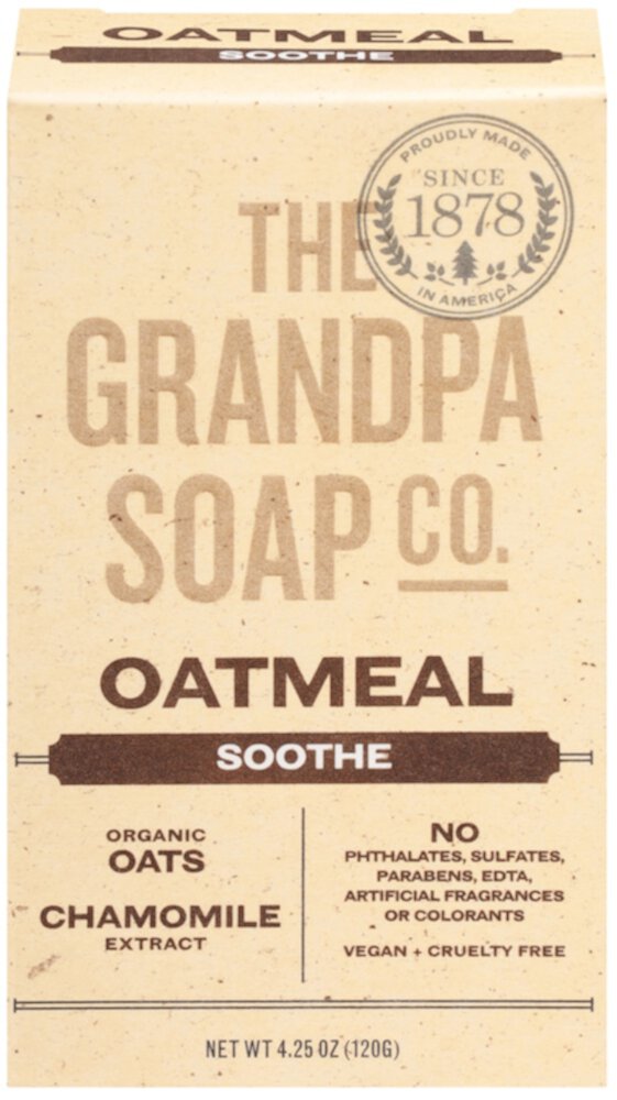 The Grandpa Soap Co Мыло-мыло для лица и тела с овсянкой, успокаивающее, 4,25 унции The Grandpa Soap Co.