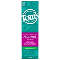 Tom's of Maine Натуральная зубная паста против зубного налета и отбеливания без фтора с мятным гелем -- 4,7 унции Tom's of Maine
