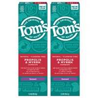 Tom's of Maine прополис без фтора &amp; Натуральная зубная паста с миррой — 5,5 унции каждая / упаковка из 2 шт. Tom's of Maine