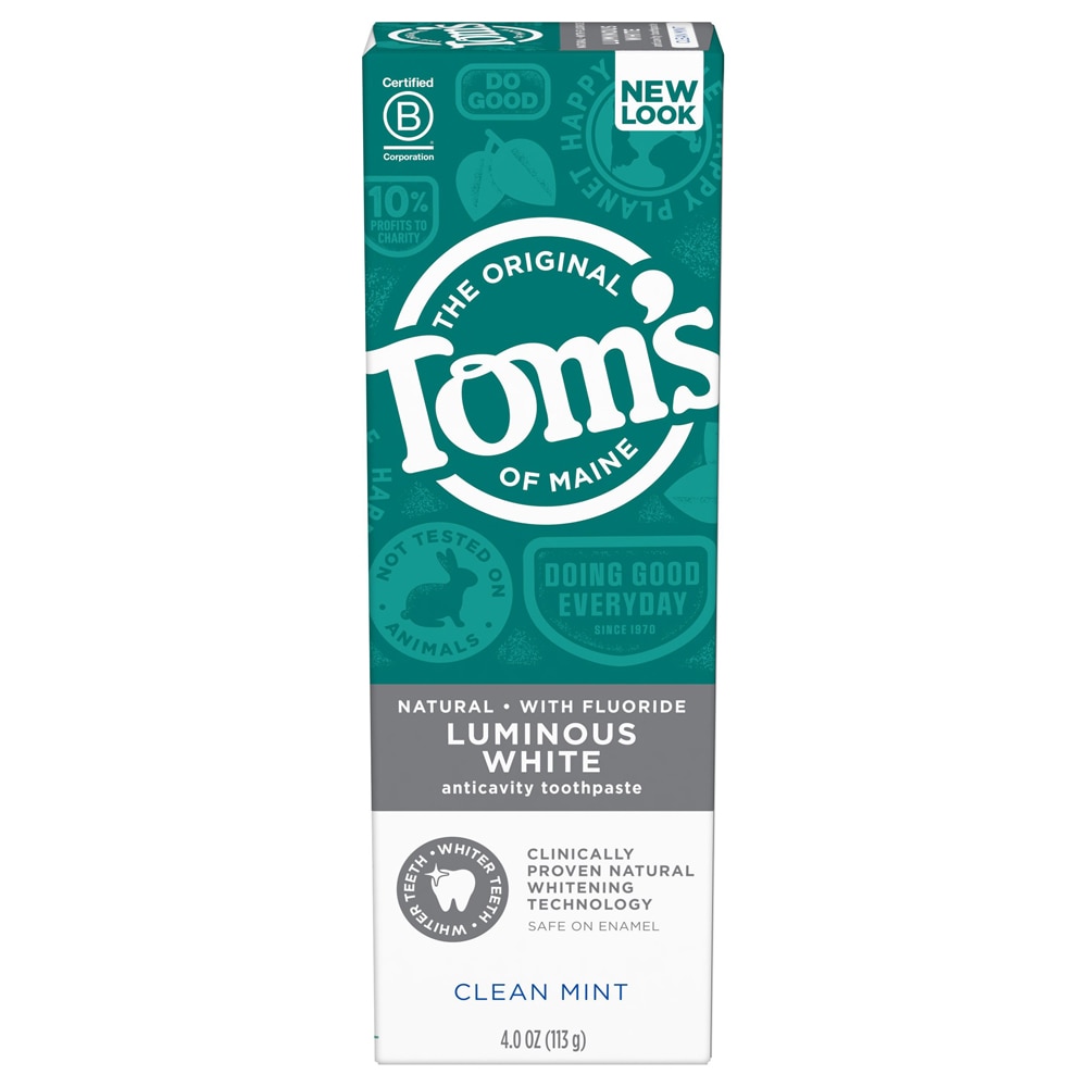 Светящаяся белая зубная паста против кариеса с фторидом Clean Mint, 4 унции Tom's of Maine