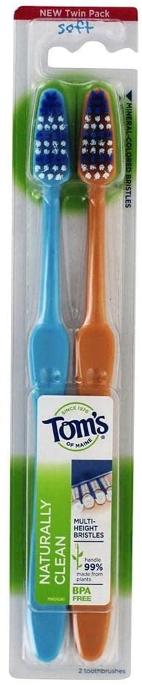 Tom's of Maine Naturally Clean Toothbrush Twin Pack — 2 зубные щетки Tom's of Maine