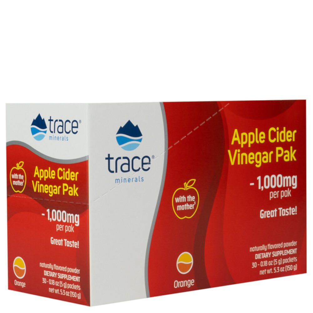 Пакет яблочного уксуса апельсиновый — 1000 мг в упаковке — 30 пакетов Trace Minerals ®