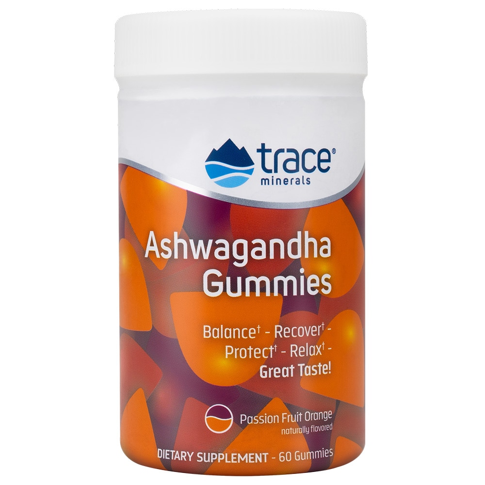 Ashwagandha Gummies (Жевательные конфеты) Passion Fruit Orange -- 60 Gummies Trace Minerals ®