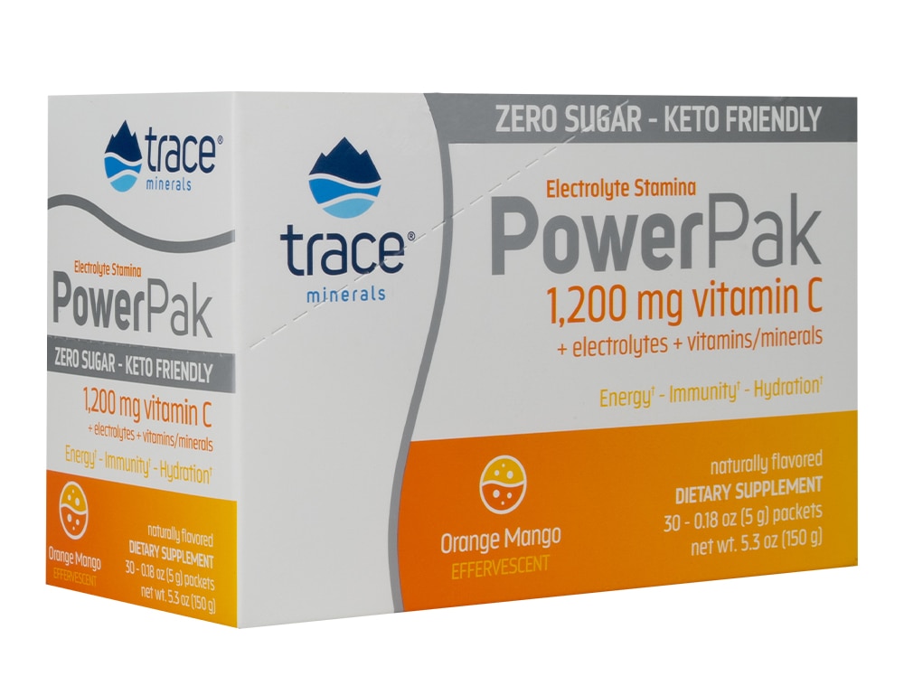 Trace Minerals Research Electrolyte Stamina Power Pak Апельсиновое манго без сахара -- 30 пакетиков Trace Minerals ®