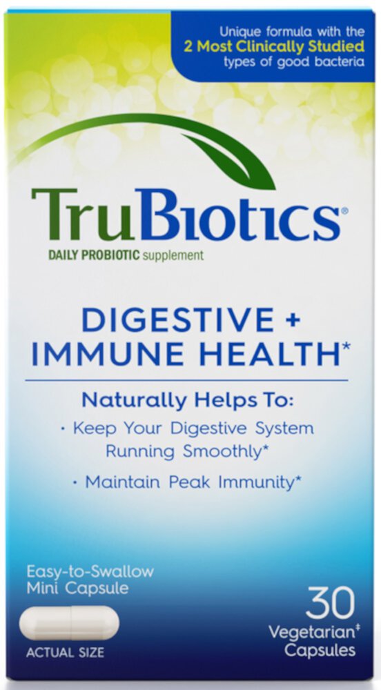 Пробиотик TruBiotics для улучшения пищеварения и иммунитета — 30 вегетарианских капсул TruBiotics