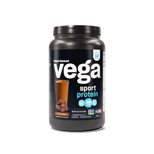Баночка с порошком спортивного протеина — сертифицирована NSF для спортивного шоколада — 14 порций Vega