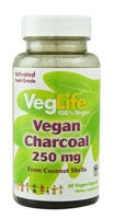 Vegan Charcoal -- 250 mg - 60 Vegan Capsules (Веганские капсулы) VegLife