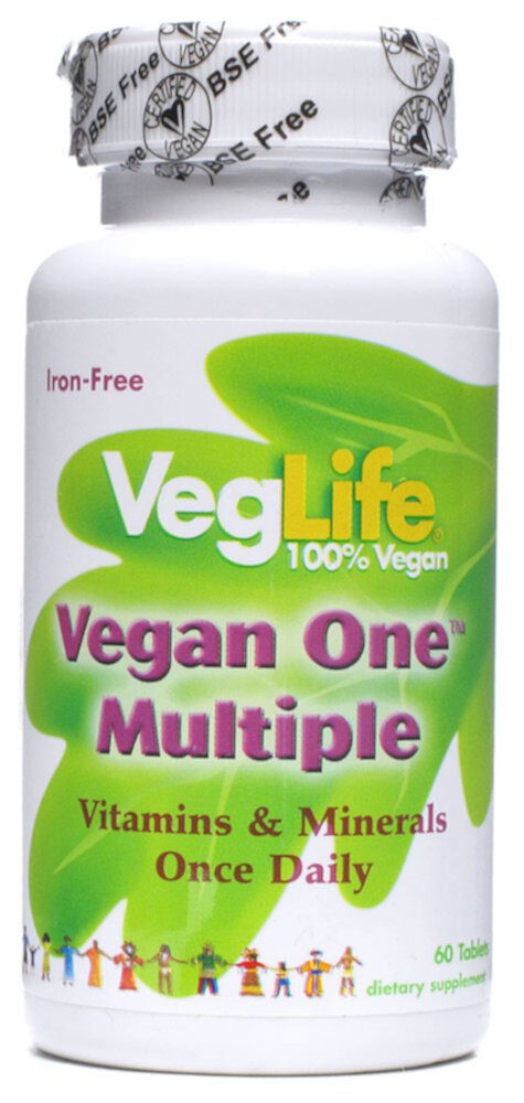VegLife Vegan One™ Multiple, не содержащий железа, 60 таблеток VegLife