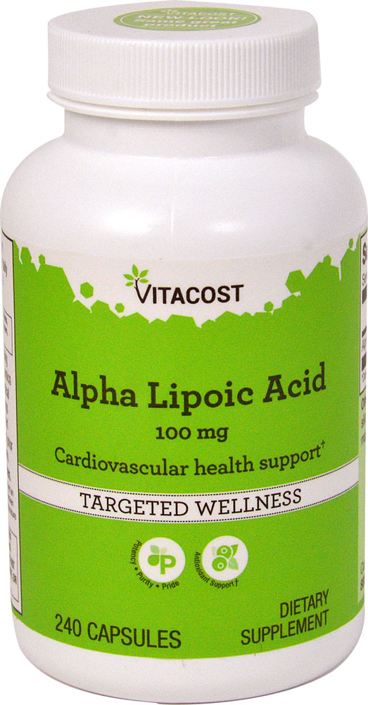 Альфа-липоевая кислота - 100 мг - 240 капсул - Vitacost Vitacost