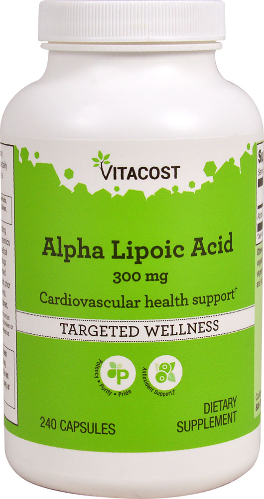 Альфа-липоевая кислота Vitacost — 300 мг — 240 капсул Vitacost