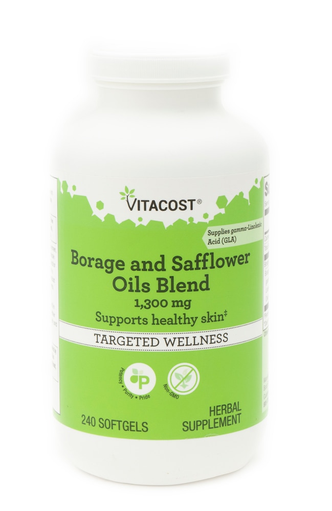 Borage and Safflower Oils Blend with GLA -- 1300 mg - 240 Softgels (Мягкие капсулы) Vitacost