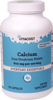 Vitacost Calcium из дикальция малата 600 мг на порцию с витамином D3 и магнием -- 180 капсул Vitacost