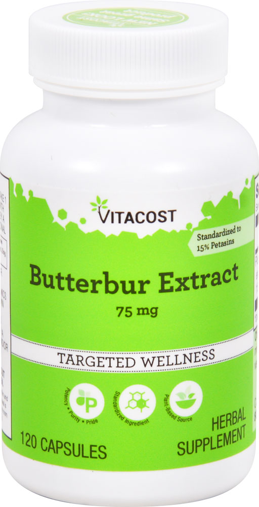 Butterbur Extract - Standardized -- 75 mg - 120 Capsules (Капсулы) Vitacost