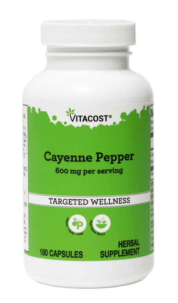 Vitacost Cayenne Pepper -- 600 мг на порцию -- 180 капсул Vitacost