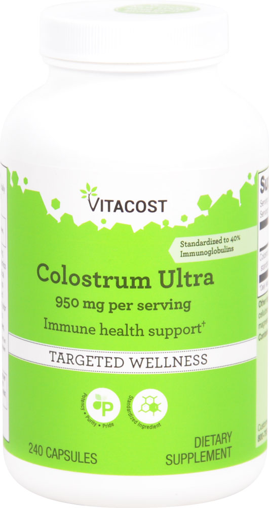 Колострум Ultra - 950 мг на порцию - 240 капсул - Vitacost Vitacost