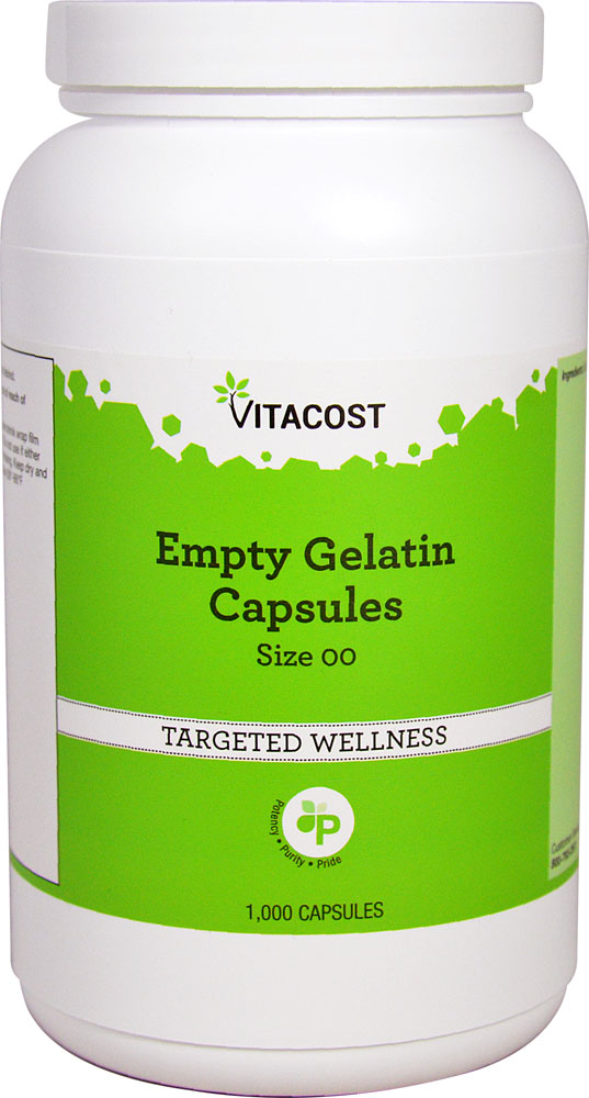 Empty Gelatin Capsules (Капсулы) Size ''00'' -- 1000 Capsules Vitacost