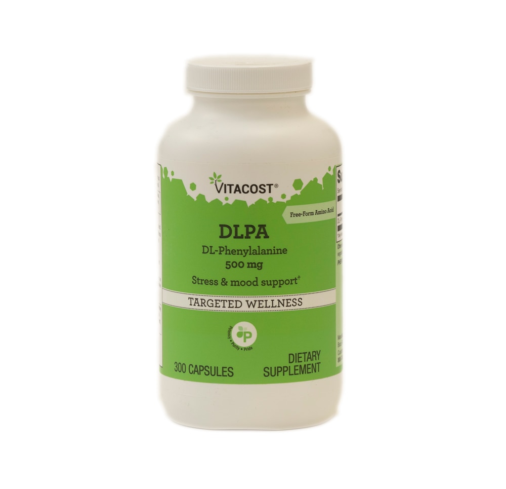 DLPA DL-Phenylalanine -- 500 mg - 300 Capsules (Капсулы) Vitacost