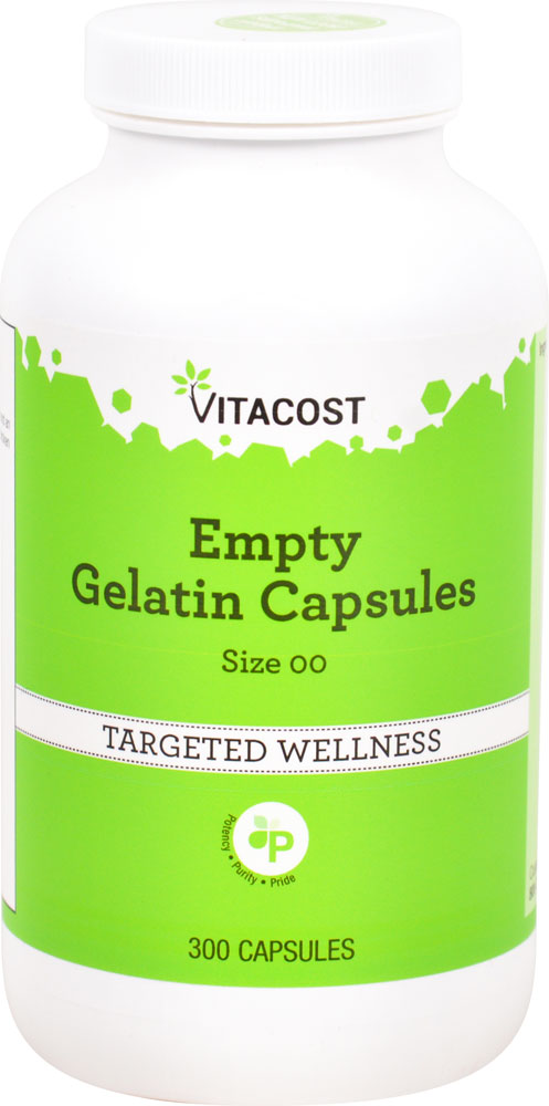 Empty Gelatin Capsules (Капсулы) Size 00 -- 300 Capsules Vitacost