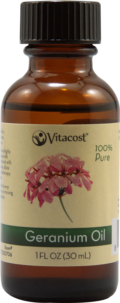 Эфирные масла Vitacost 100% чистая герань — 1 жидкая унция (30 мл) Vitacost