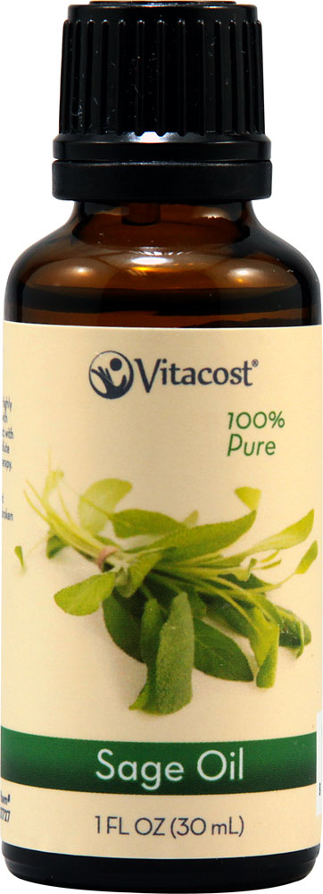 Эфирные масла 100% чистого шалфея — 1 жидкая унция (30 мл) Vitacost