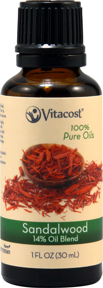 Эфирные масла Vitacost — масло сандалового дерева — 14 % в масле жожоба — 100 % чистые масла — 1 жидкая унция (30 мл) Vitacost