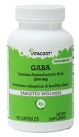 Vitacost GABA Gamma - Аминомасляная кислота - 500 мг - 100 капсул Vitacost