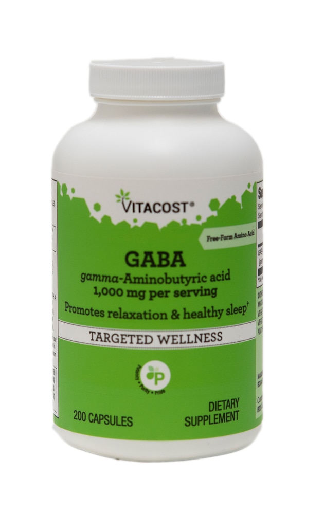 GABA Gamma - Aminobutyric Acid -- 1000 mg per serving - 200 Capsules (Капсулы) Vitacost