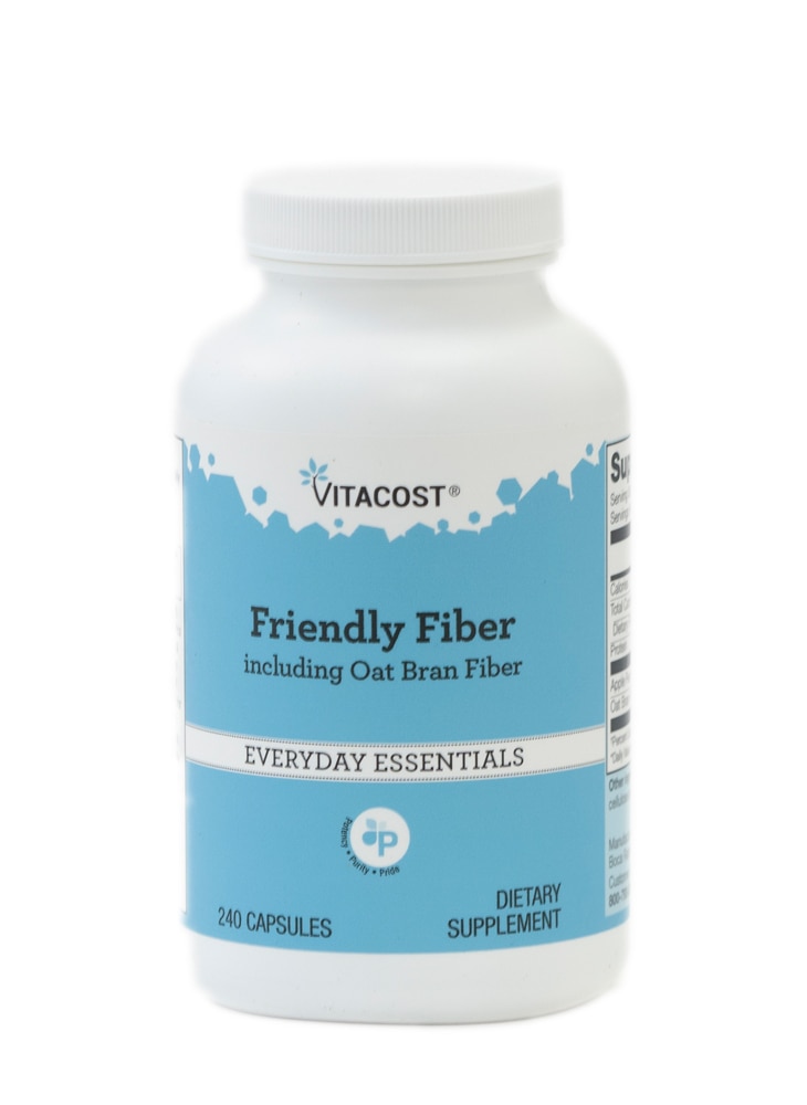 Vitacost Friendly Fiber, включая клетчатку из овсяных отрубей — 240 капсул Vitacost
