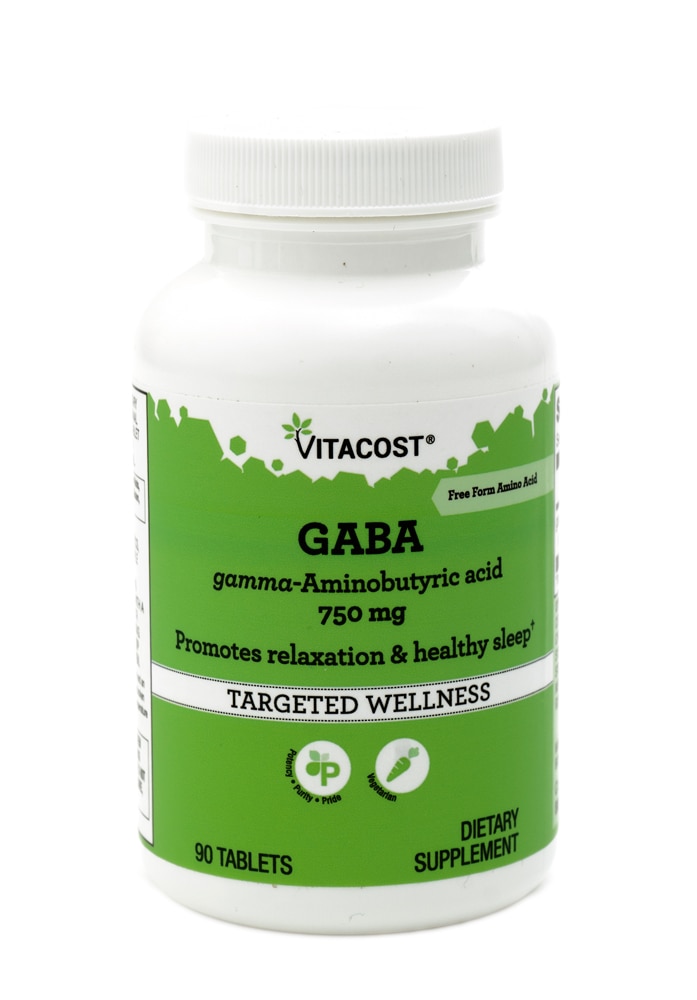 GABA Gamma - Aminobutyric Acid -- 750 mg - 90 Tablets (Таблетки) Vitacost