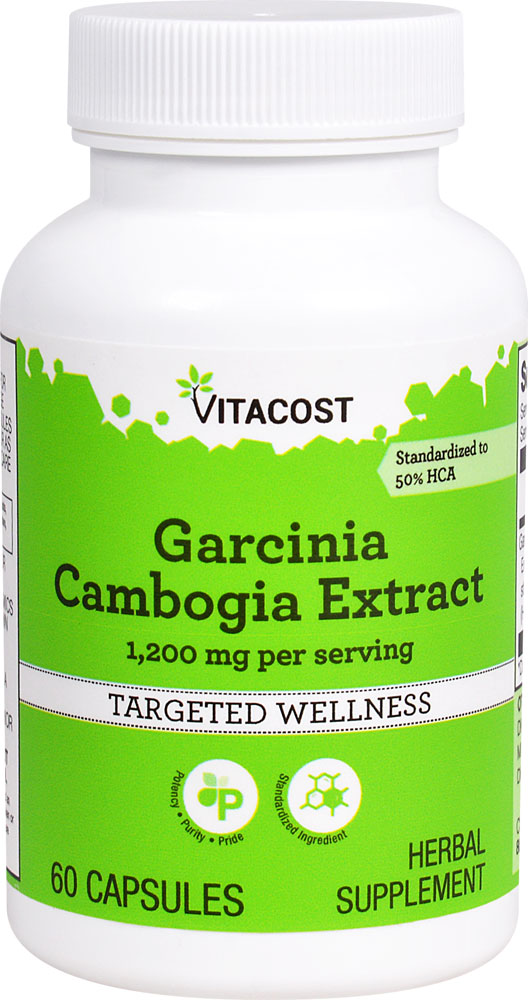 Экстракт гарцинии камбоджийской Vitacost — 1200 мг на порцию — 60 капсул Vitacost