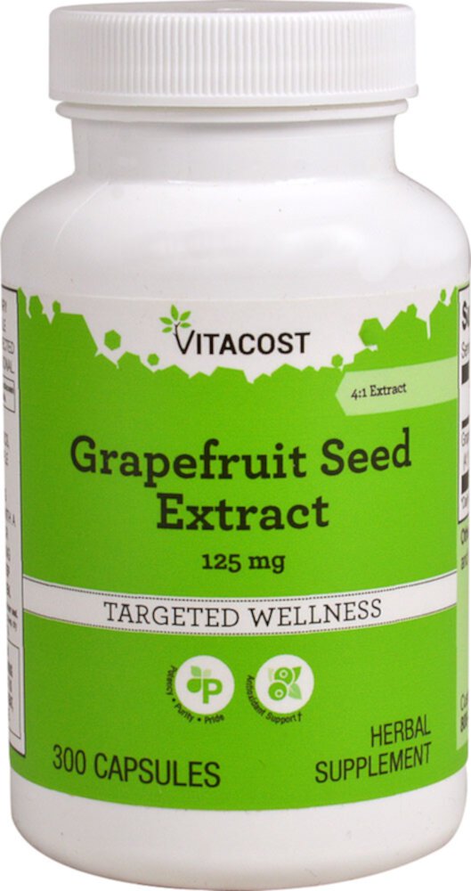 Экстракт косточек грейпфрута Vitacost — 125 мг — 300 капсул Vitacost