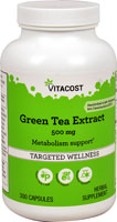 Экстракт зеленого чая Vitacost - стандартизированный - 500 мг - 300 капсул Vitacost