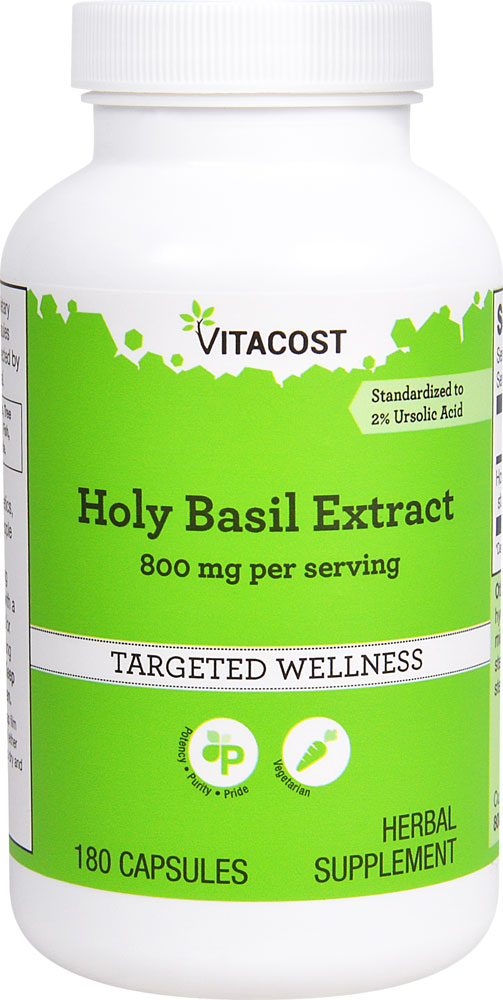 Экстракт базилика Святого Vitacost - 800 мг на порцию - 180 капсул Vitacost