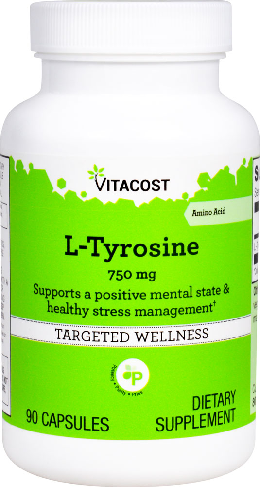 Vitacost L-тирозин -- 750 мг -- 90 капсул Vitacost
