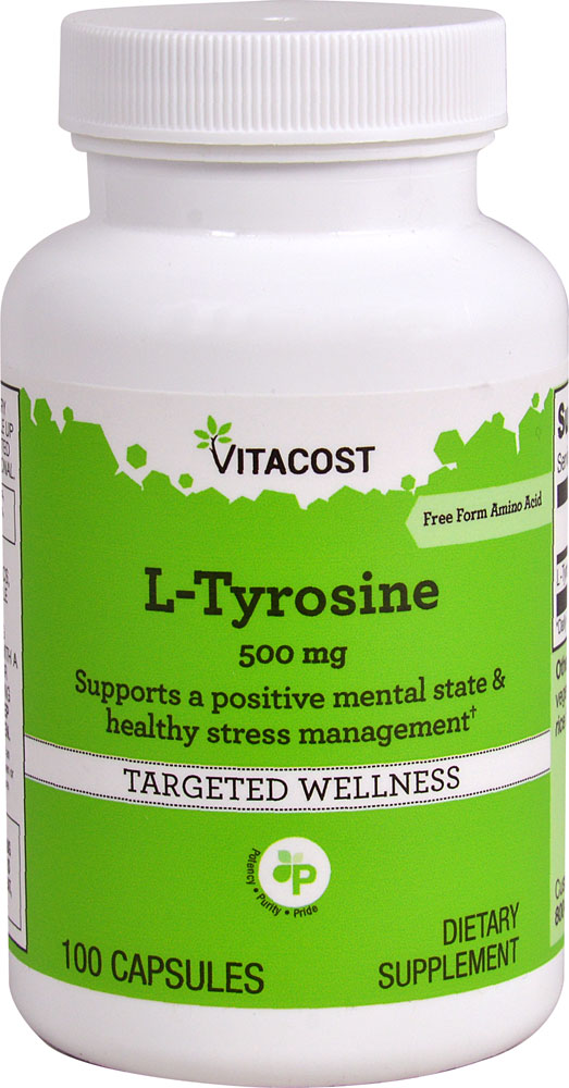 L-тирозин - 500 мг - 100 капсул - Vitacost Vitacost