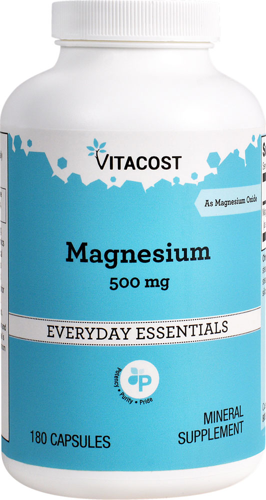 Magnesium -- 500 mg - 180 Capsules (Капсулы) Vitacost