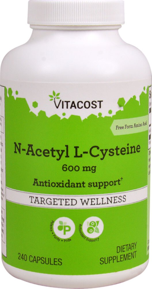 N-Ацетил Л-Цистеин - 600 мг - 240 капсул - Vitacost Vitacost