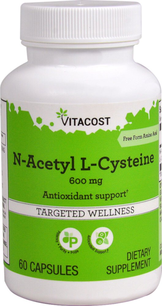 N-Acetyl L-Cysteine - 600 мг - 60 капсул - Vitacost Vitacost