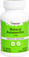 Астаксантин Натуральный - 5 мг - 60 Жидких Капсул - Vitacost Vitacost