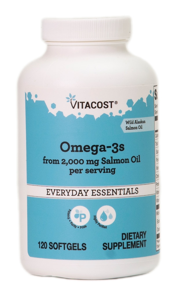 Vitacost Omega-3s из 2000 мг лососевого масла на порцию — 120 мягких капсул Vitacost