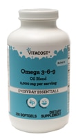 Смесь масел Vitacost Omega 3-6-9 — 2000 мг на порцию — 300 мягких капсул Vitacost