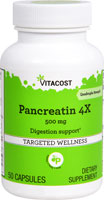 Панкреатин 4X - 500 мг - 50 капсул - Vitacost Vitacost