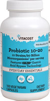 Пробиотик 10-20 с 10 штаммами - 20 миллиардов КОЕ - 100 вегетарианских капсул - Vitacost Vitacost
