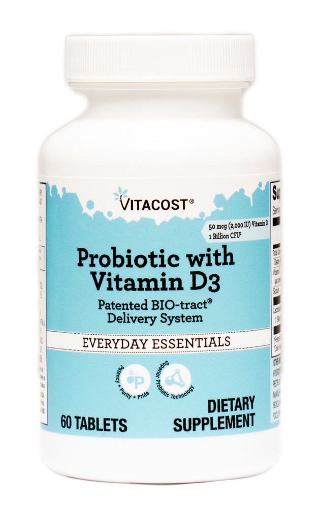 Probiotic with Vitamin D3 -- 1 billion CFU‡ - 60 Tablets (Таблетки) Vitacost